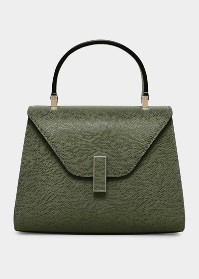 Valextra Mini Iside Grain Leather Top Handle Bag In Military Green