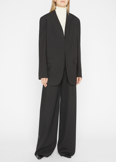 The Row Gala Straight-leg Wool Pants In Black