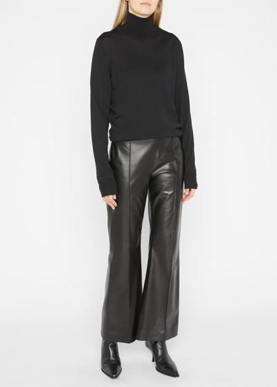 The Row Beck Leather Flared Pants In Black
