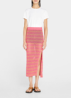 Rag & Bone Carson Striped Open-knit Midi Skirt In Pink Multi
