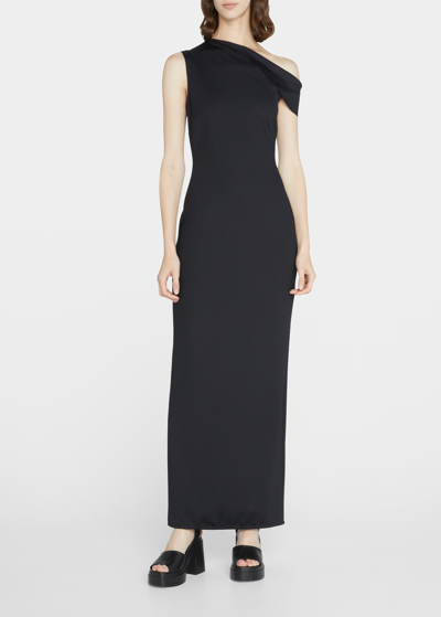 Rosetta Getty One-shoulder Stretch-scuba Maxi Dress In Black