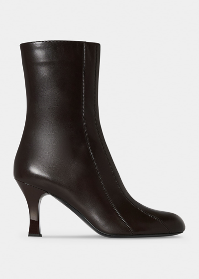 The Row Spencer Leather Ankle Booties In Cocoa
