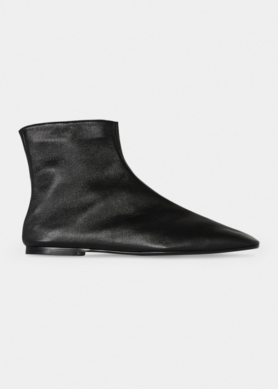 The Row Ava Napa Ankle Booties In Black
