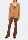Vince Button-up Cotton Hoodie In Pale Honey