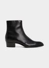 Saint Laurent Streamlined Almond Toe Block Heel Ankle Boots In Nero