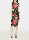 Dolce & Gabbana Floral-print Silk-blend Crepe De Chine Midi Dress In Blkprtback