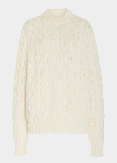 Brandon Maxwell Women's Chunky Cable-knit Wool Sweater In White