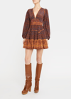 Ulla Johnson Hayana Printed Tiered Silk Crepe De Chine Mini Dress In Agate