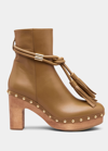 Ulla Johnson Noah Leather Tassel Ankle Boot In Tapenade