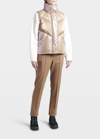 Moncler Faucille Quilted Metallic Shell Down Vest In Tan