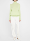 Lafayette 148 Metallic Trim Cashmere Turtleneck Sweater In Mint