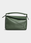 Loewe Puzzle Small Leather Top-handle Bag In Vintage Khaki
