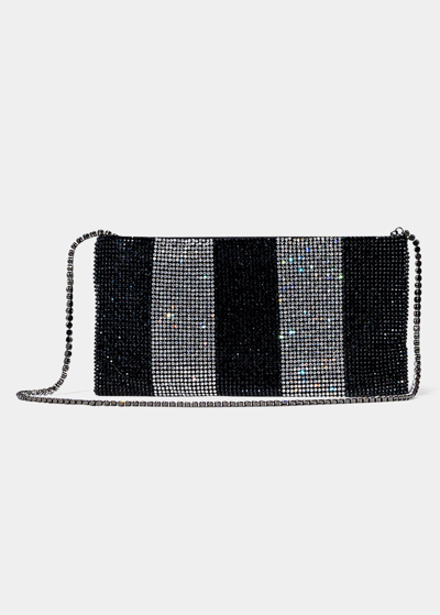 Benedetta Bruzziches Your Best Friend Striped Rhinestone-embellished Mesh Shoulder Bag In Comfortably Numb