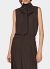 Frame Sleeveless Bow Blouse In Americano