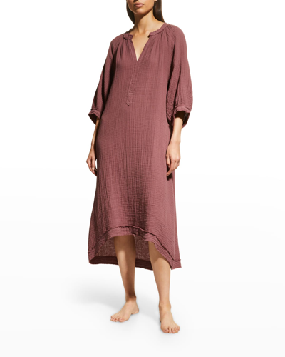 Ocean + Main Double Gauze Tunic Nightdress In Desert Rose