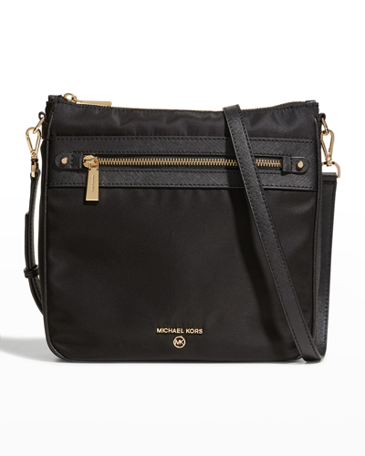Michael Michael Kors North-south Zip Nylon Crossbody Bag In Black