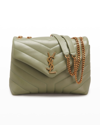 Saint Laurent Loulou Small Matelasse Calfskin Flap-top Shoulder Bag In Sage