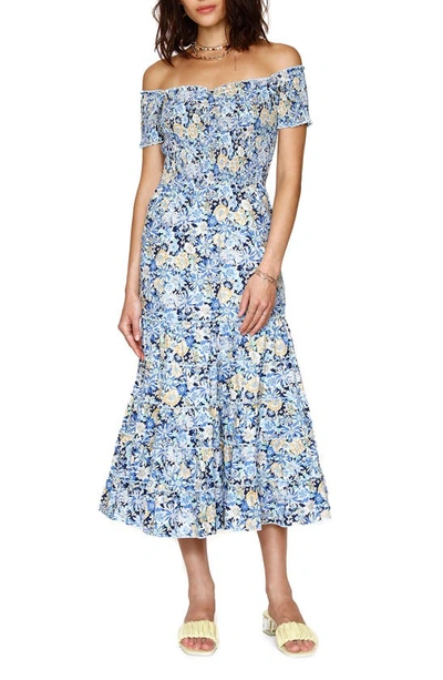 Heartloom Mina Floral Off-the-shoulder Maxi Dress In Blue