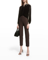 Eileen Fisher Cropped Stretch Crepe Pants In Coffee