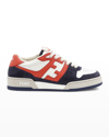 FENDI FF MIXED LEATHER LOW-TOP SNEAKERS