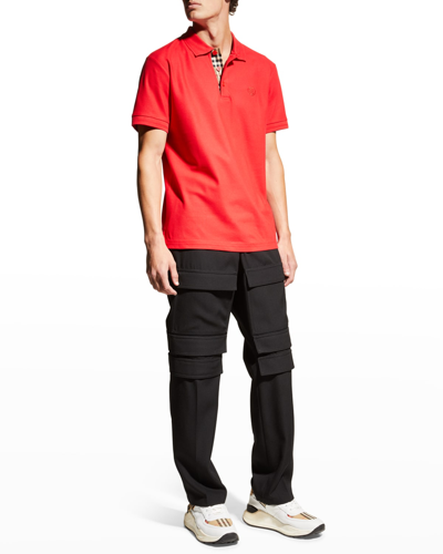 Burberry Men's Eddie Tb-logo Polo Shirt In Bright Red