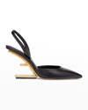 Fendi Black Leather High-heeled Slingbacks In Black