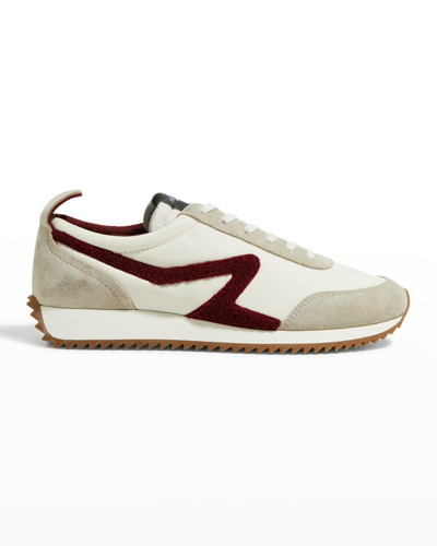 Rag & Bone Retro Runner Suede And Fleece-trimmed Recycled Shell Sneakers In Birch