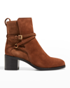 Rag & Bone Hazel Suede Buckle Ankle Booties In Chestnutsd