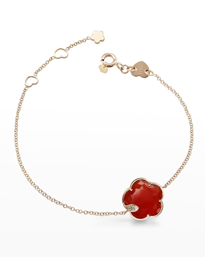 Pasquale Bruni 18k Rose Gold Petit Joli Bracelet With Carnelian & Diamonds In Red/rose Gold