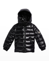 Moncler Black Bady Jacket For Kids With Logo Patch In Black