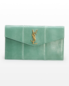 Saint Laurent Uptown Ysl Python Pouch Clutch Bag In 3409 Sea Green