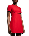 Valentino Crepe Mini Dress With Bow Detail In Red