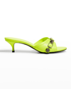 Balenciaga Cagole Lambskin Buckle Slide Sandals In Fluo Yell Pal Inv