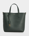 Saint Laurent East West Calfskin Shopping Tote Bag In 3045new Vert