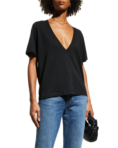 Lamarque Cecilia Plunge-neck Tee In Black