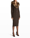 Saint Laurent Faux-fur And Wool Knitted Cardigan Dress In Natmulti