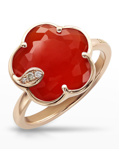 Pasquale Bruni 18k Rose Gold Petit Joli Ring With Carnelian & Diamonds In Red/rose Gold