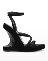 Tom Ford Velvet Ankle-strap Wedge Sandals In U9000 Black