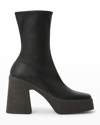 Stella Mccartney Black Skyla 120 Platform Vegan Leather Ankle Boots In Black