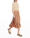 Vince Textured Dot Satin Midi Skirt In Honey