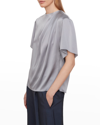 Vince Flutter-sleeve Draped Silk Blouse In Piero Blue