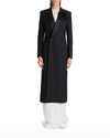 Saint Laurent Double-breasted Wool Tuxedo Coat In Nero