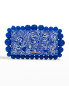 Cult Gaia Eos Beaded Marbled Acrylic Clutch In Persian Blue