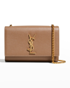 Saint Laurent Kate Small Ysl Monogram Grain De Poudre Crossbody Bag On Chain In Taupe