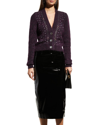 Alessandra Rich Button-front Crystal-embellished Mohair Cardigan In 8043 Purple