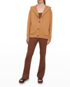 Vince Button-up Cotton Hoodie In Pale Honey