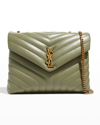 Saint Laurent Medium Loulou Matelassé Leather Shoulder Bag In Light Sage