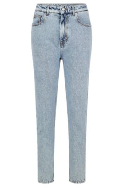Hugo Boss High-waisted Jeans In Bleached-blue Organic-cotton Denim
