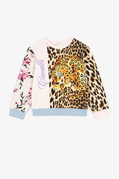 Roberto Cavalli Babies' Patchwork-print Sweatshirt In Pink