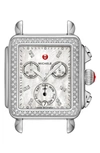 Michele Deco Diamond Diamond Dial Watch Head, 33mm X 35mm In Silver